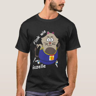 Funny chubby cat jogging Fast like a gazelle T-Shirt