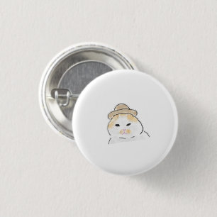 Funny Chubby Orange Tabby Cat Hat Lover Gift 3 Cm Round Badge