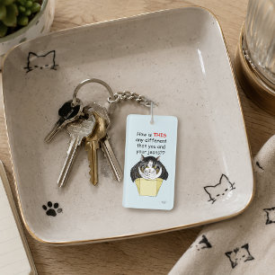 Funny Chubby Tabby Cat Box Key Ring