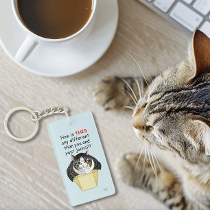 Funny Chubby Tabby Cat Box Key Ring