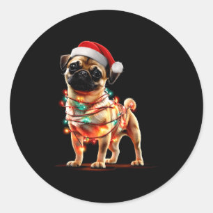 Funny Chug Christmas Graphics Dog Lights Lover Classic Round Sticker