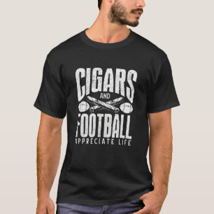 Funny Cigar And Football Graphic Women And Men Ci T-Shirt