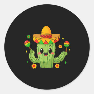 Funny Cinco De Mayo Cactus Sombrero Fiesta Classic Round Sticker