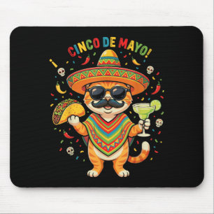 Funny Cinco De Mayo Cat Taco Margarita Sombrero Mouse Pad