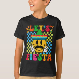 Funny Cinco De Mayo Chequered Let's Fiesta Smile M T-Shirt