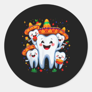 Funny Cinco De Mayo Dental Dentist Tooth Fiesta So Classic Round Sticker