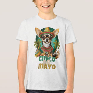 Funny Cinco De Mayo Dog Design Cute Chihuahua Mexi Tri-Blend Shirt
