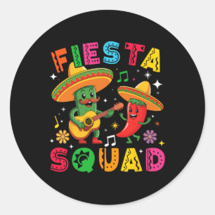Funny Cinco De Mayo Fiesta Squad Mexican Matching  Classic Round Sticker