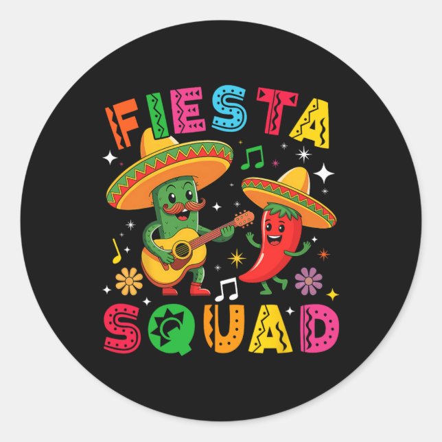 Funny Cinco De Mayo Fiesta Squad Mexican Matching  Classic Round Sticker (Front)