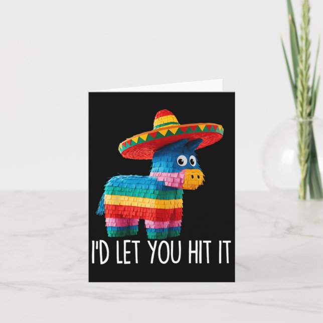 Funny Cinco De Mayo Funny Pinata Sombrero Hat Men  Card (Front)