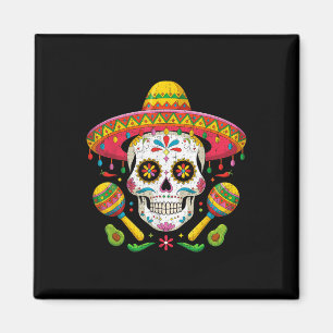 Funny Cinco De Mayo Funny Skull With Sombrero Hat  Magnet