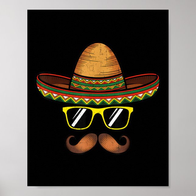 Funny Cinco De Mayo Funny Sombrero Hat With Sungl  Poster (Front)