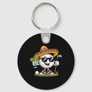 Funny Cinco De Mayo Golf Ball With Sombrero Margar Key Ring
