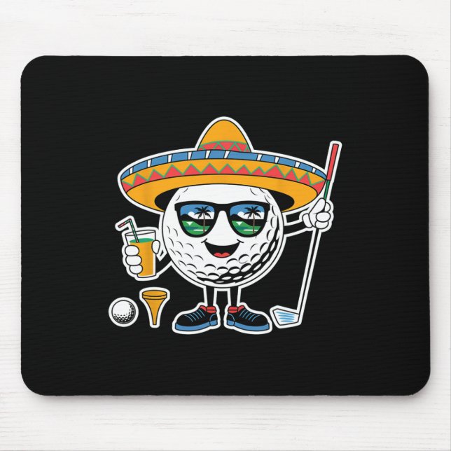 Funny Cinco De Mayo Golf Byll With Sombrero Margar Mouse Pad (Front)