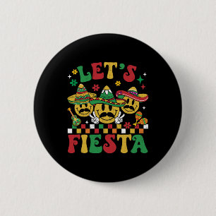 Funny Cinco De Mayo Groovy Let's Fiesta Smile Men 6 Cm Round Badge