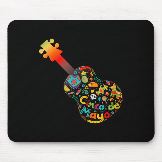Funny Cinco De Mayo Guitar Fiesta Mexican Cinco De Mouse Pad (Front)