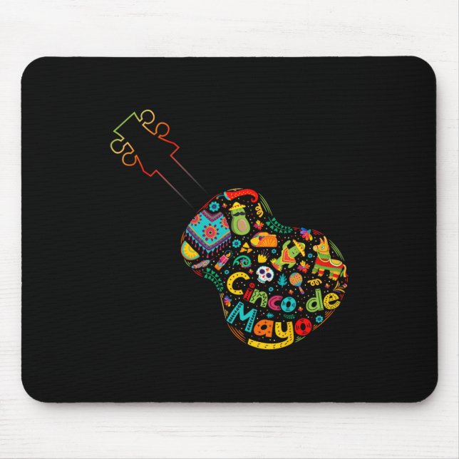 Funny Cinco De Mayo Guitar Fiesta Mexican Cinco De Mouse Pad (Front)