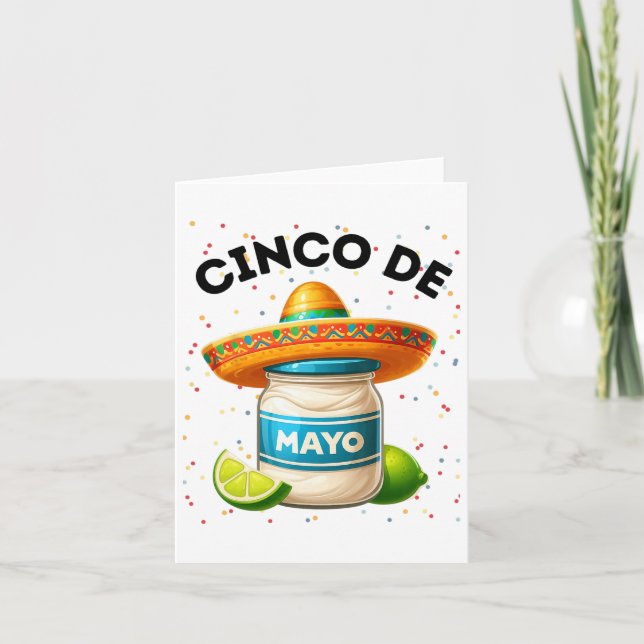 Funny Cinco De Mayo Mayonnaise Jar Fiesta Men Wome Card (Front)