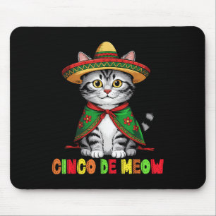 Funny Cinco De Mayo Mexican Cat With Sombrero Men  Mouse Pad