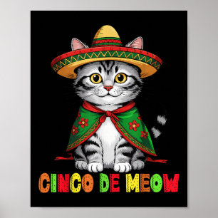 Funny Cinco De Mayo Mexican Cat With Sombrero Men  Poster