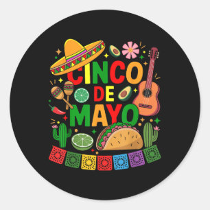 Funny Cinco De Mayo Mexican Sombrero Hat Men Women Classic Round Sticker