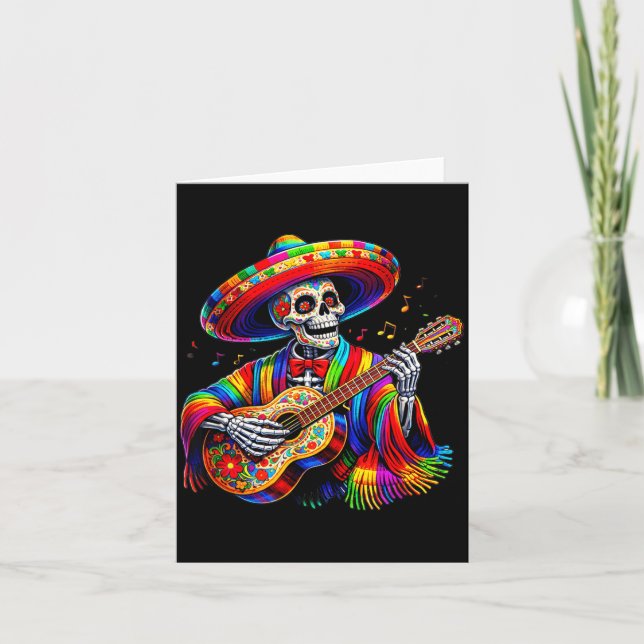 Funny Cinco De Mayo Skeleton Skull Fiesta Card (Front)