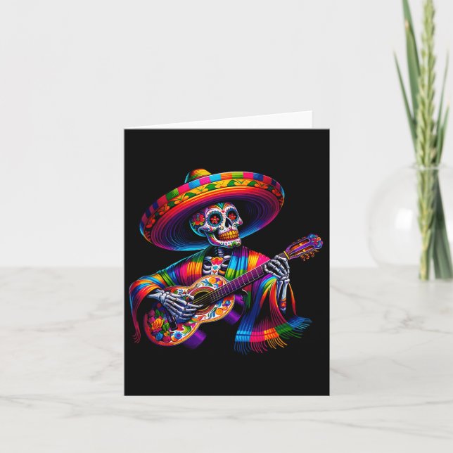 Funny Cinco De Mayo Skeleton Skull Fiesta Sombrero Card (Front)