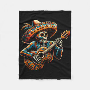 Funny Cinco De Mayo Skeleton Skull Fiesta Sombrero Fleece Blanket