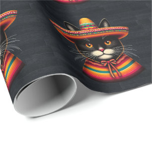 Funny Cinco De Mayo Sombrero Festiva Mexican Cat Wrapping Paper
