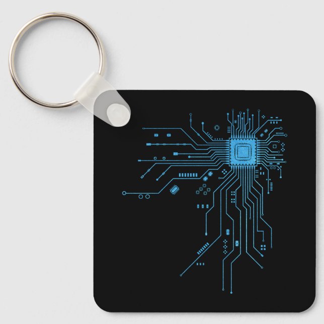Funny Circuit Board Computer Electronics Key Ring (Front)