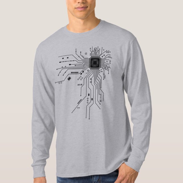 Funny Circuit Board Computer Electronics T-Shirt (Front)