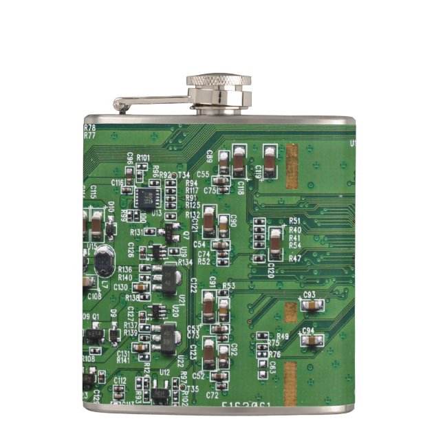 Funny circuit board hip flask (Front)