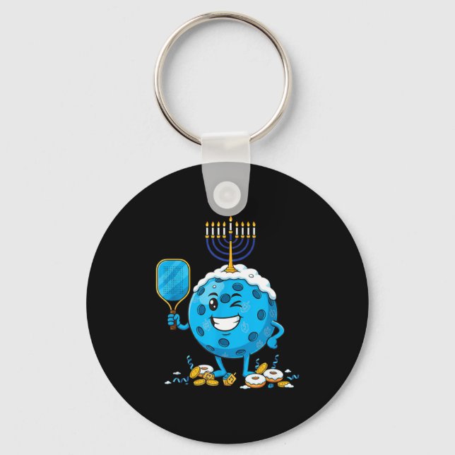 Funny Ckleball Dreidel Menorah Hanukkah Kids Women Key Ring (Front)
