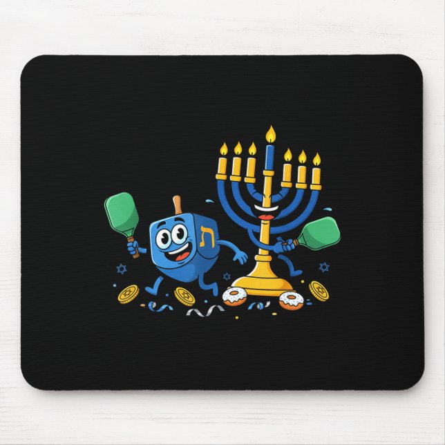 Funny Ckleball Dreidel Menorah Hanukkah Kids Women Mouse Pad (Front)