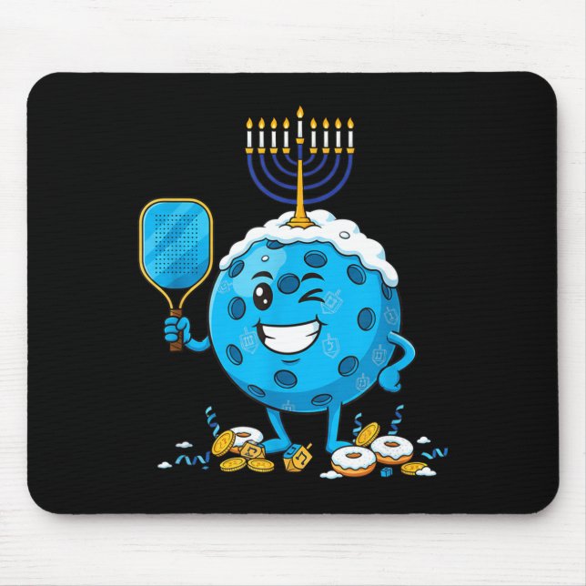 Funny Ckleball Dreidel Menorah Hanukkah Kids Women Mouse Pad (Front)