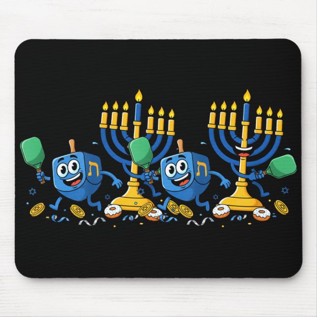 Funny Ckleball Dreidel Menorah Hanukkah Kids Women Mouse Pad (Front)