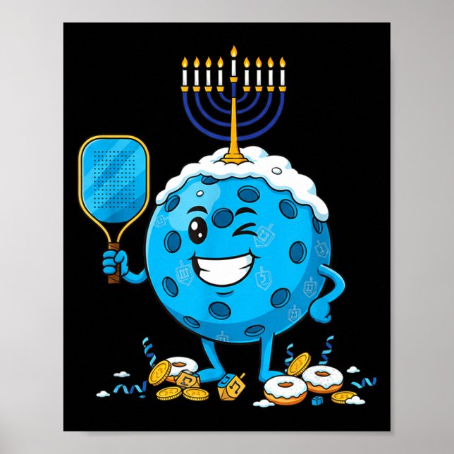 Funny Ckleball Dreidel Menorah Hanukkah Kids Women Poster (Front)