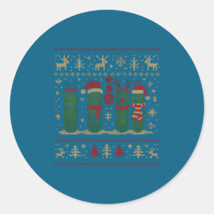 Funny Ckles Christmas Lights Santa Hat Xmas Ugly S Classic Round Sticker