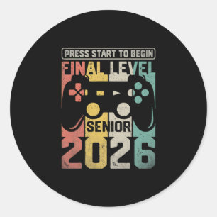 Funny Cl Of 2026 Gamer Senior 2026 Designs Classic Round Sticker