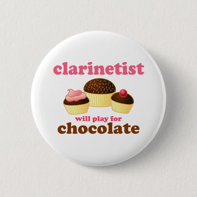 Funny Clarinet 6 Cm Round Badge (Front)