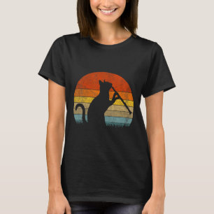Funny Clarinet Cat Clarinet Player Musician Retro T-Shirt