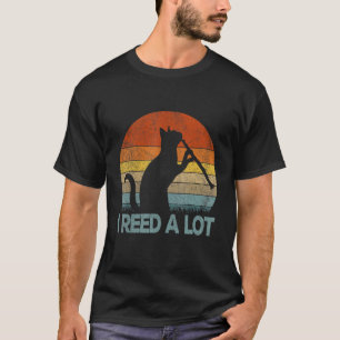 Funny Clarinet Cat I Reed A Lot Musician Retro Vin T-Shirt