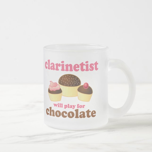 Funny Clarinet Frosted Glass Coffee Mug (Right)
