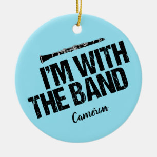 Funny Clarinet Player Blue Custom Christmas Ceramic Tree Decoration