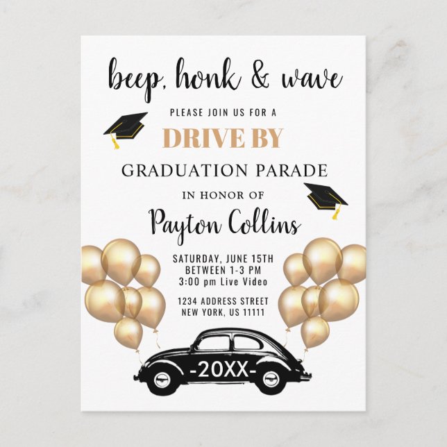 Funny Class of 2026 DRIVE BY Graduation Party Post Postcard (Front)