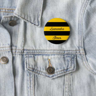 Funny Classic Bumble Bee Stripes Striped Pattern 6 Cm Round Badge