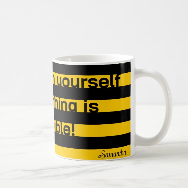 Funny Classic Bumble Bee Stripes Striped Pattern Coffee Mug (Right)