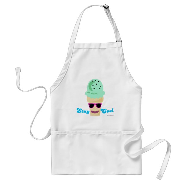 Funny Classic Stay Cool Ice Cream Slogan Art Standard Apron (Front)