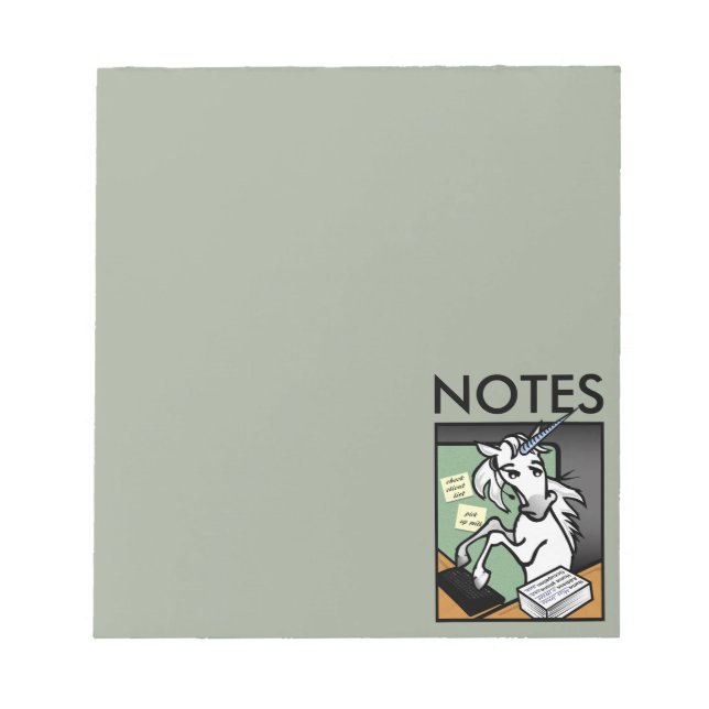 FUNNY CLERICAL RECEPTIONIST UNICORN NOTEPAD (Front)