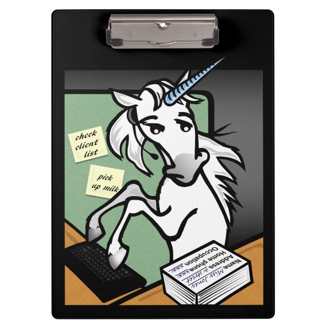 FUNNY CLERICAL UNICORN CLIPBOARD (Front)